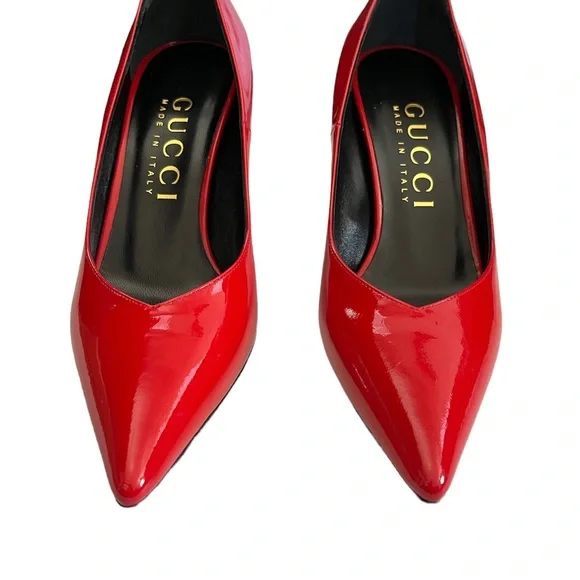 ⛔️ SOLD ⛔️ NEW Gucci Women's Priscilla Patent Leather Pointed-Toe Pumps 39 Red - Picture 6 of 13